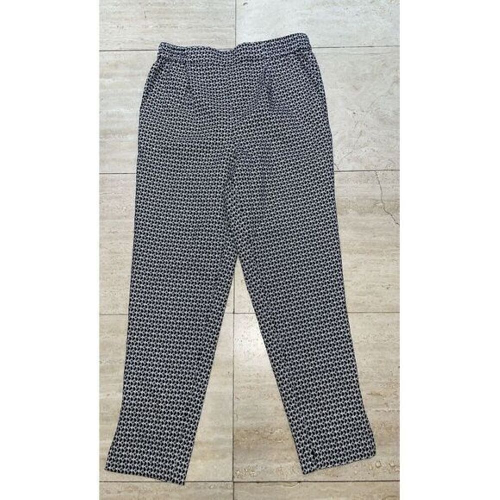Anthropologie Pants XS Womens Black White Diamond Print Ankle Slits